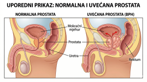 Uporedni prikaz normalne i uvećane prostate